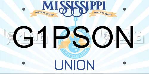 G1PSON Mississippi License Plate