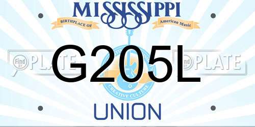 G205L Mississippi License Plate