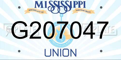 G207047 Mississippi License Plate