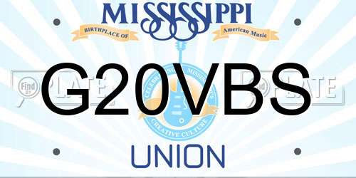 G20VBS Mississippi License Plate