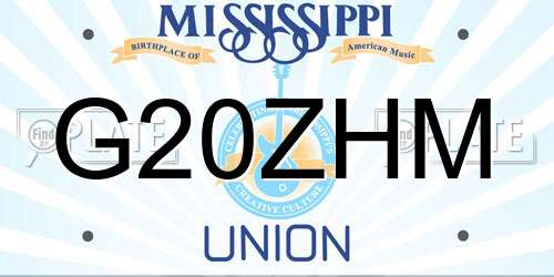 G20ZHM Mississippi License Plate