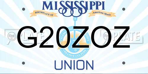 G20ZOZ Mississippi License Plate