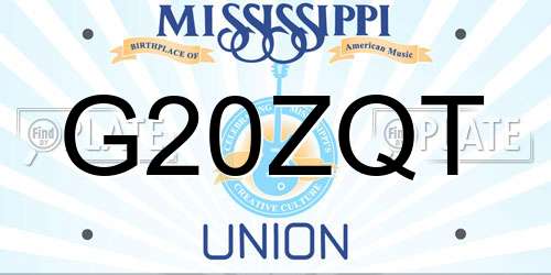 G20ZQT Mississippi License Plate