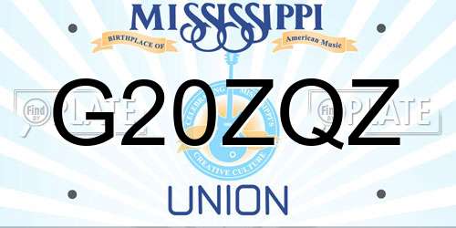 G20ZQZ Mississippi License Plate