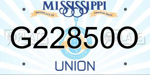 G22850O Mississippi License Plate