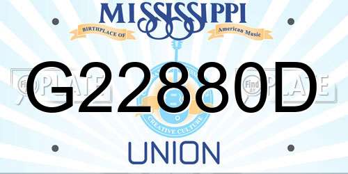 G22880D Mississippi License Plate