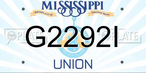 G2292I Mississippi License Plate