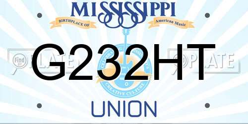 G232HT Mississippi License Plate