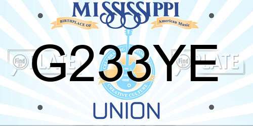 G233YE Mississippi License Plate