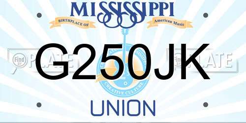 G250JK Mississippi License Plate