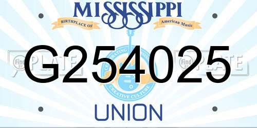 G254025 Mississippi License Plate