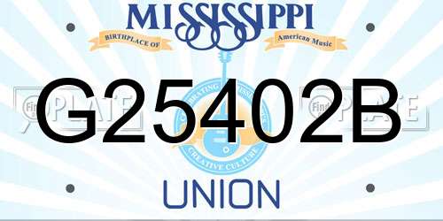 G25402B Mississippi License Plate