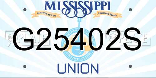 G25402S Mississippi License Plate