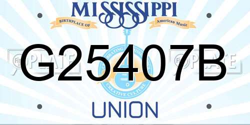 G25407B Mississippi License Plate