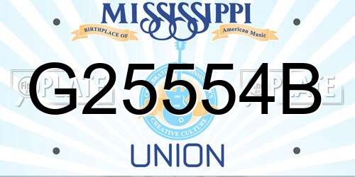 G25554B Mississippi License Plate