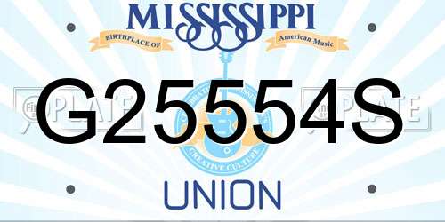 G25554S Mississippi License Plate