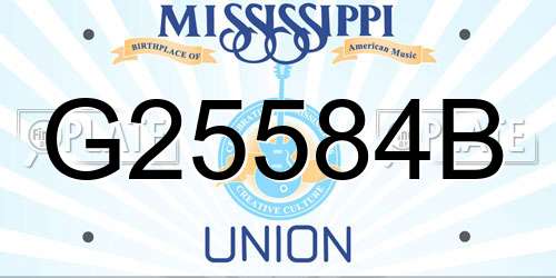 G25584B Mississippi License Plate