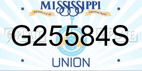 G25584S Mississippi License Plate