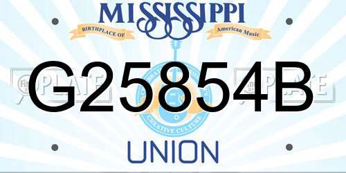 G25854B Mississippi License Plate