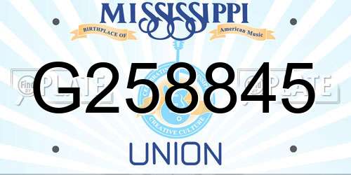 G258845 Mississippi License Plate