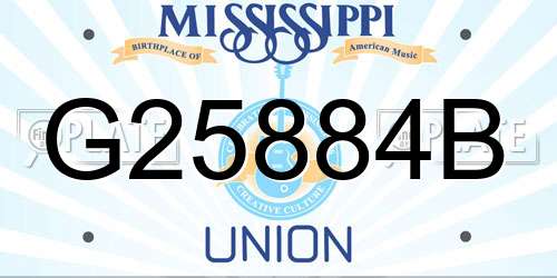 G25884B Mississippi License Plate