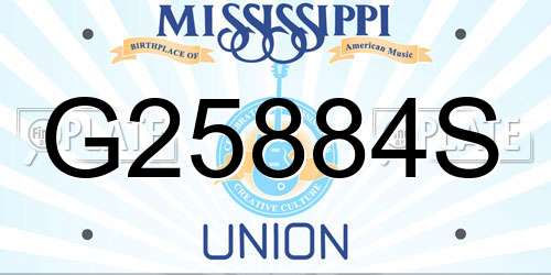 G25884S Mississippi License Plate