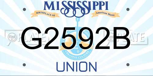 G2592B Mississippi License Plate