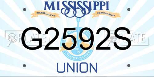G2592S Mississippi License Plate