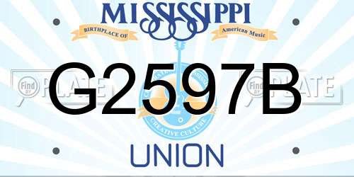 G2597B Mississippi License Plate