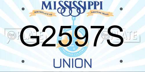 G2597S Mississippi License Plate