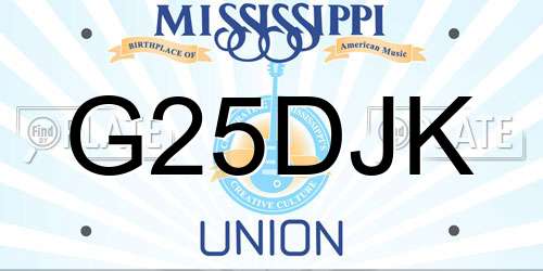 G25DJK Mississippi License Plate