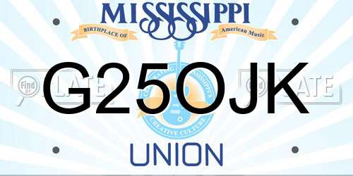 G25OJK Mississippi License Plate