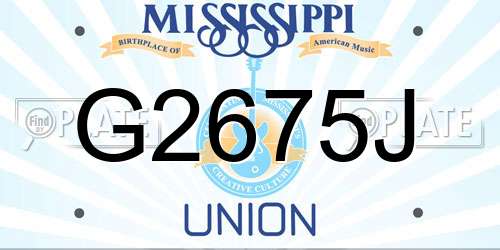 G2675J Mississippi License Plate