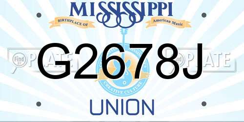 G2678J Mississippi License Plate
