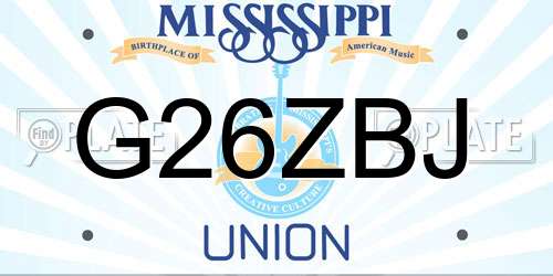 G26ZBJ Mississippi License Plate