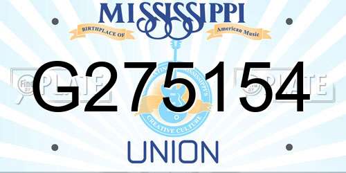 G275154 Mississippi License Plate