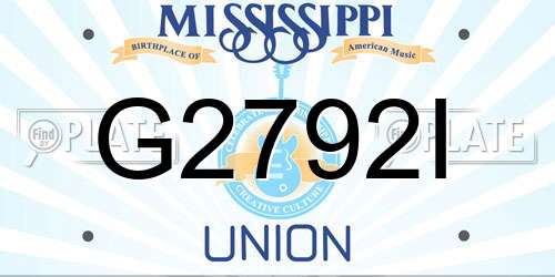 G2792I Mississippi License Plate