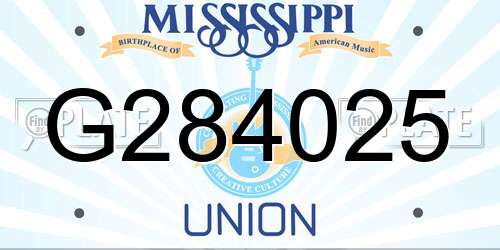 G284025 Mississippi License Plate