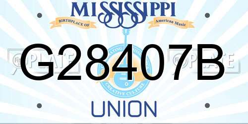G28407B Mississippi License Plate
