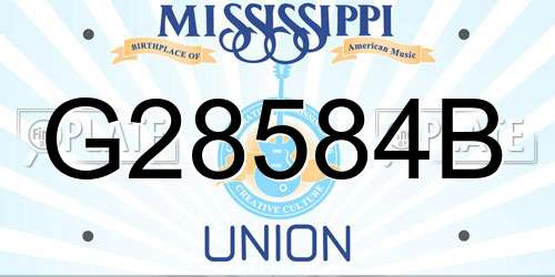 G28584B Mississippi License Plate