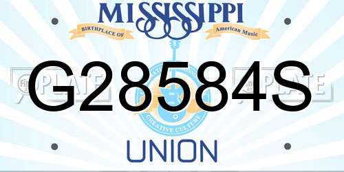 G28584S Mississippi License Plate