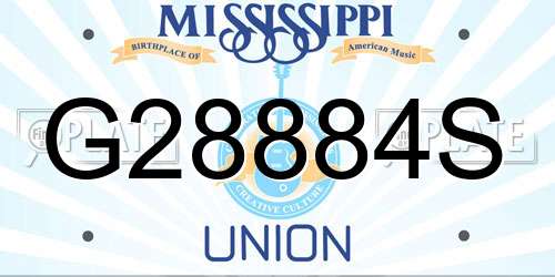 G28884S Mississippi License Plate