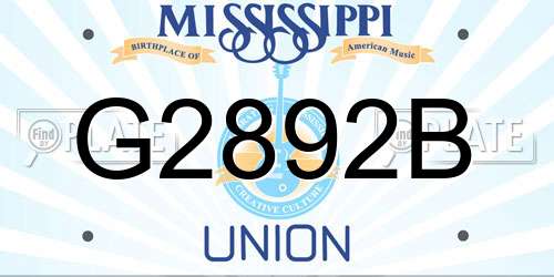 G2892B Mississippi License Plate