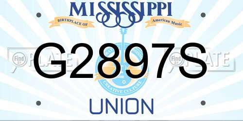 G2897S Mississippi License Plate
