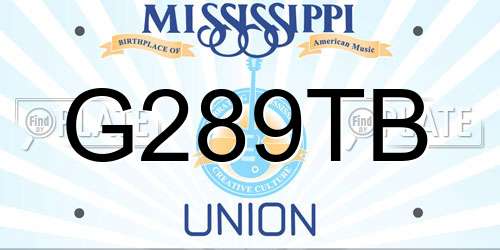 G289TB Mississippi License Plate