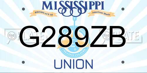 G289ZB Mississippi License Plate