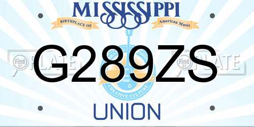 G289ZS Mississippi License Plate