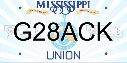 G28ACK Mississippi License Plate