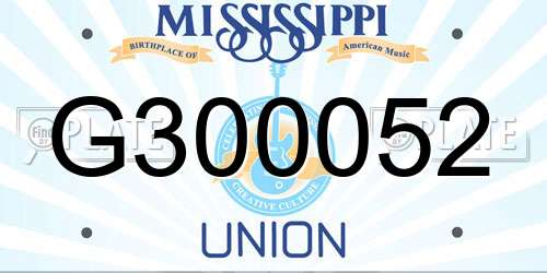 G300052 Mississippi License Plate