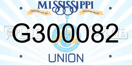 G300082 Mississippi License Plate